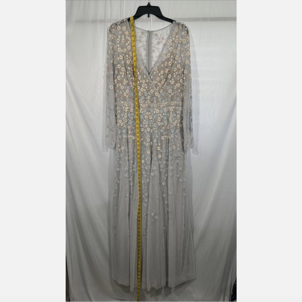 NWT $798 Mac Duggal [ 14‎ ] Embellished Wrap Over Illusion Long Sleeve Gown Q635 - Picture 6 of 16